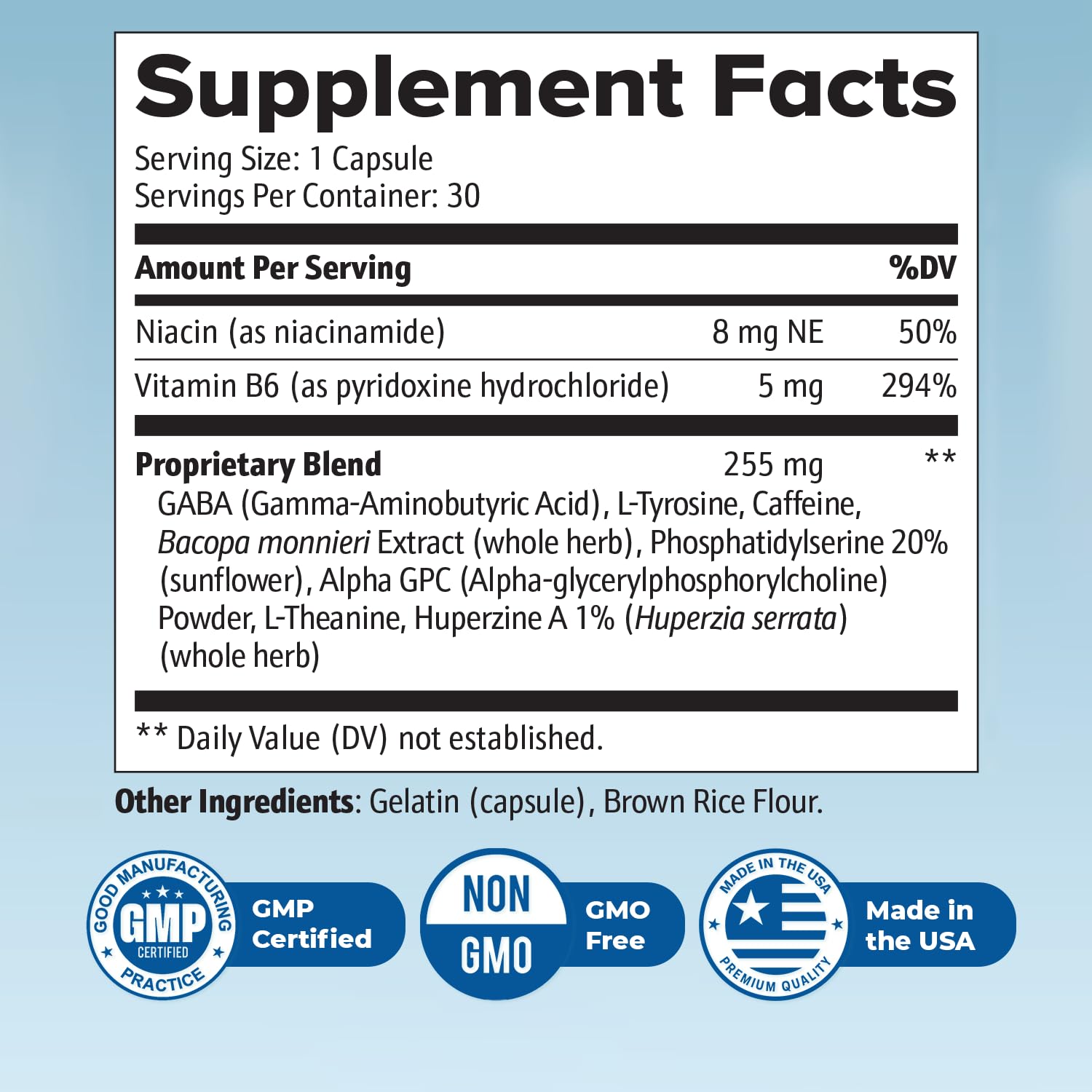 Neuro Sharp – Natural Formula with Bacopa Monnieri, Ginkgo Biloba & Huperzine-A – Made in the USA, Non-GMO, 30 Capsules, 3 Month Supply - dailyvitalstore