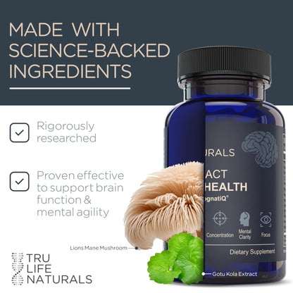 NEUROACT Brain Health Memory, Focus, Concentration, Mental Clarity with CognatiQ, Vitamin B3 & B6 | Manage Stress & Elevate Mood | Holistic Brain Health Formula, Sustained Energy & Well Being - dailyvitalstore