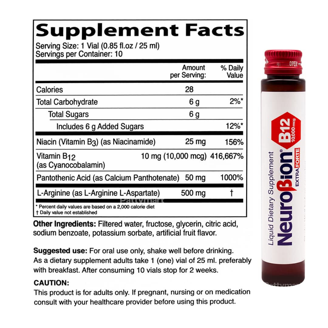 Neurobion Extra Forte B12 10,000 mcg Vials, Liquid - Extreme Powerful- 10 Vials per Box - dailyvitalstore