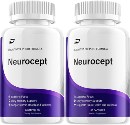 Neurocept Supplement Capsules – All Natural Maximum Strength Formula, Focus & Memory Support (2 Pack – 120 Capsules) - dailyvitalstore