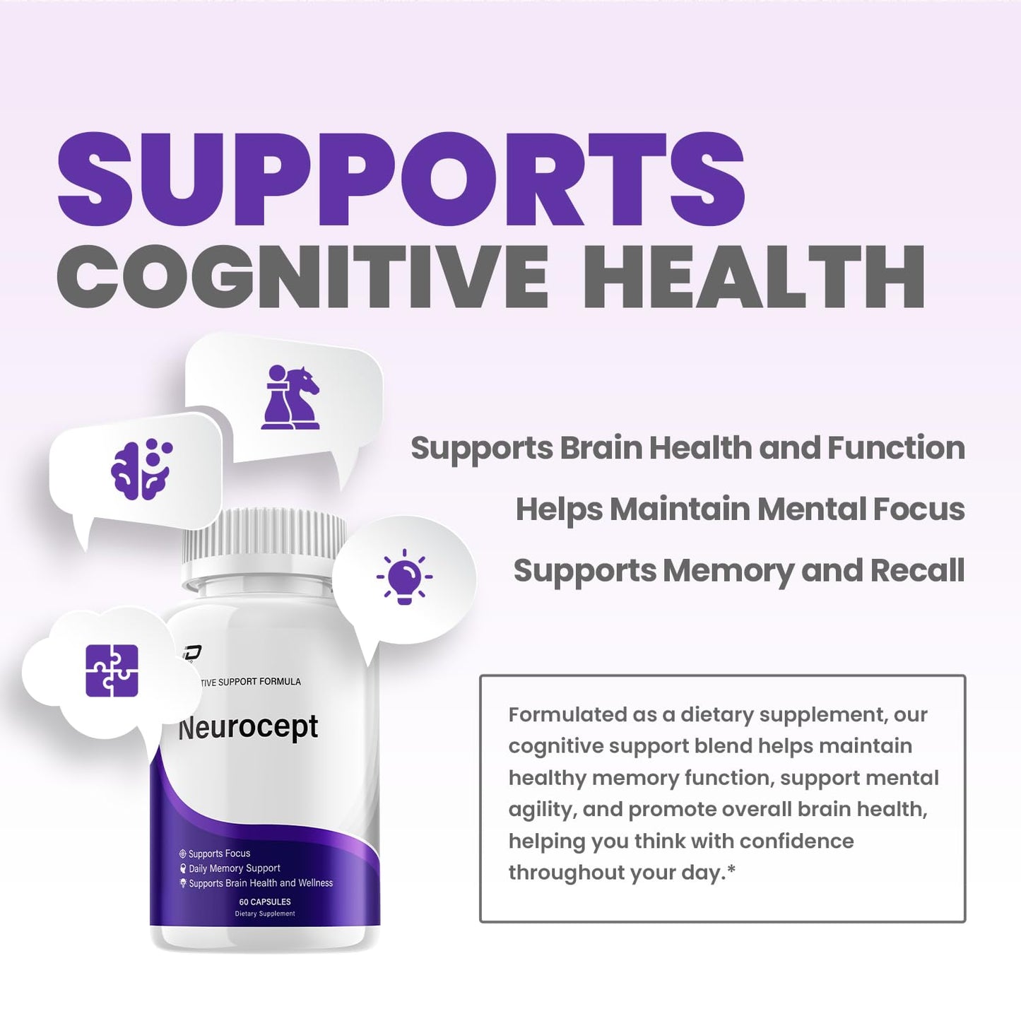 Neurocept Supplement Capsules – All Natural Maximum Strength Formula, Focus & Memory Support (60 Capsules) - dailyvitalstore