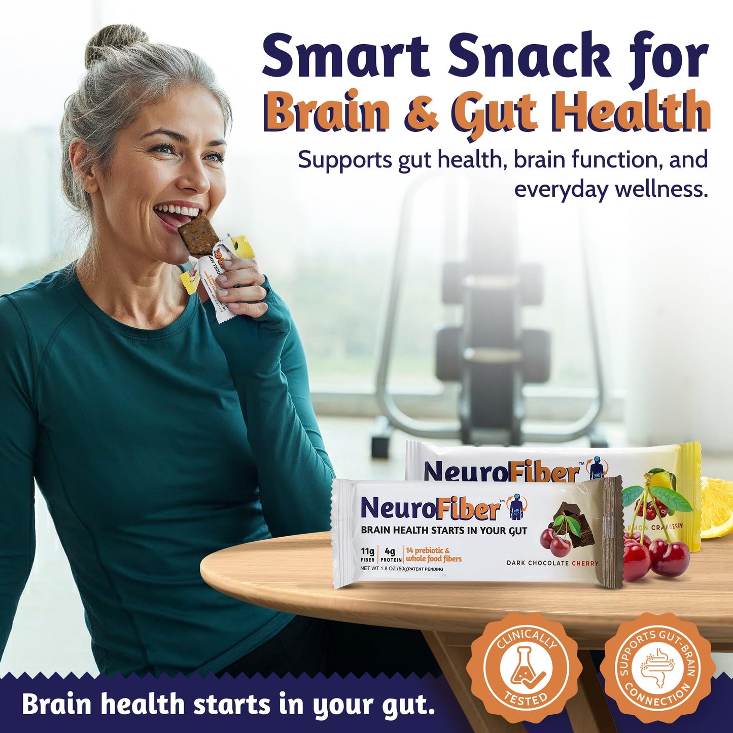 NeuroFiber Prebiotic High Fiber Bars – Gut Health, Bowel Regularity & Brain Function Support – Plant-Based, Gluten Free, Vega - dailyvitalstore