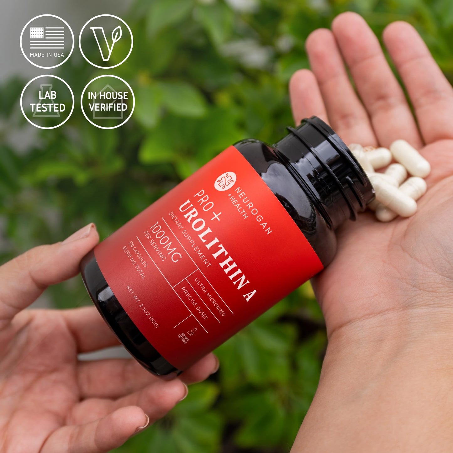 Neurogan Urolithin A PRO Capsules - 1000mg, 120 Ct - Advanced Cellular Health, Post Biotic Supplements - Ultra Micronized Urolithin A Supplement, Sourced from Pomegranate Extract - dailyvitalstore