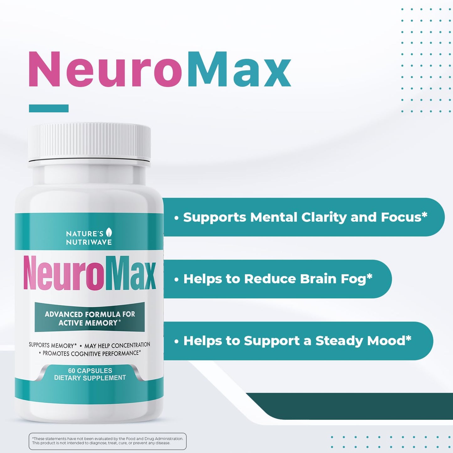NeuroMax – Natural Herbal Blend with Passion Flower, Marshmallow Root & California Poppy – Non-GMO, Easy-to-Take Capsules, Made in USA, GMP Certified Facility - 60 Capsules, 1 Month Supply - dailyvitalstore