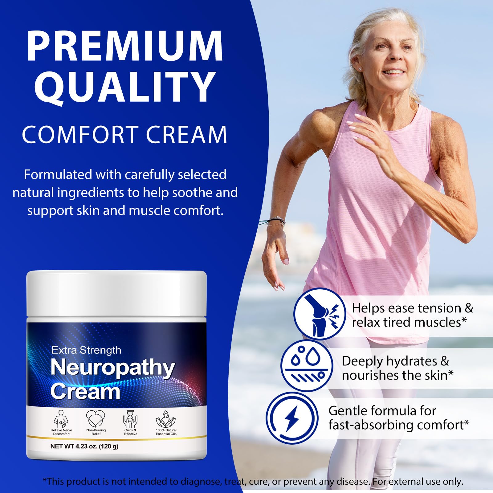 Neuropathy Cream for Feet, Legs & Hands – Lightweight, Plant-Based Formula with Cooling Comfort, 120g - dailyvitalstore