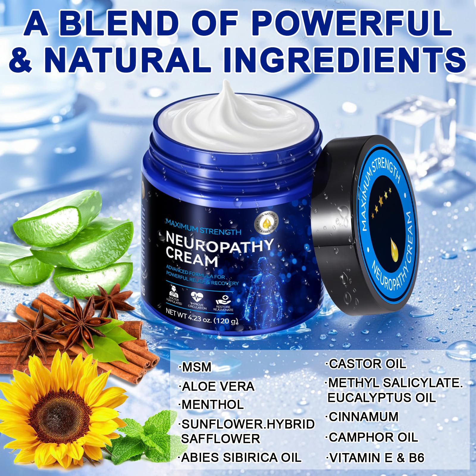 Neuropathy Cream for Feet, Legs & Hands – Lightweight, Plant-Based Formula with Cooling Comfort, 4 oz - dailyvitalstore