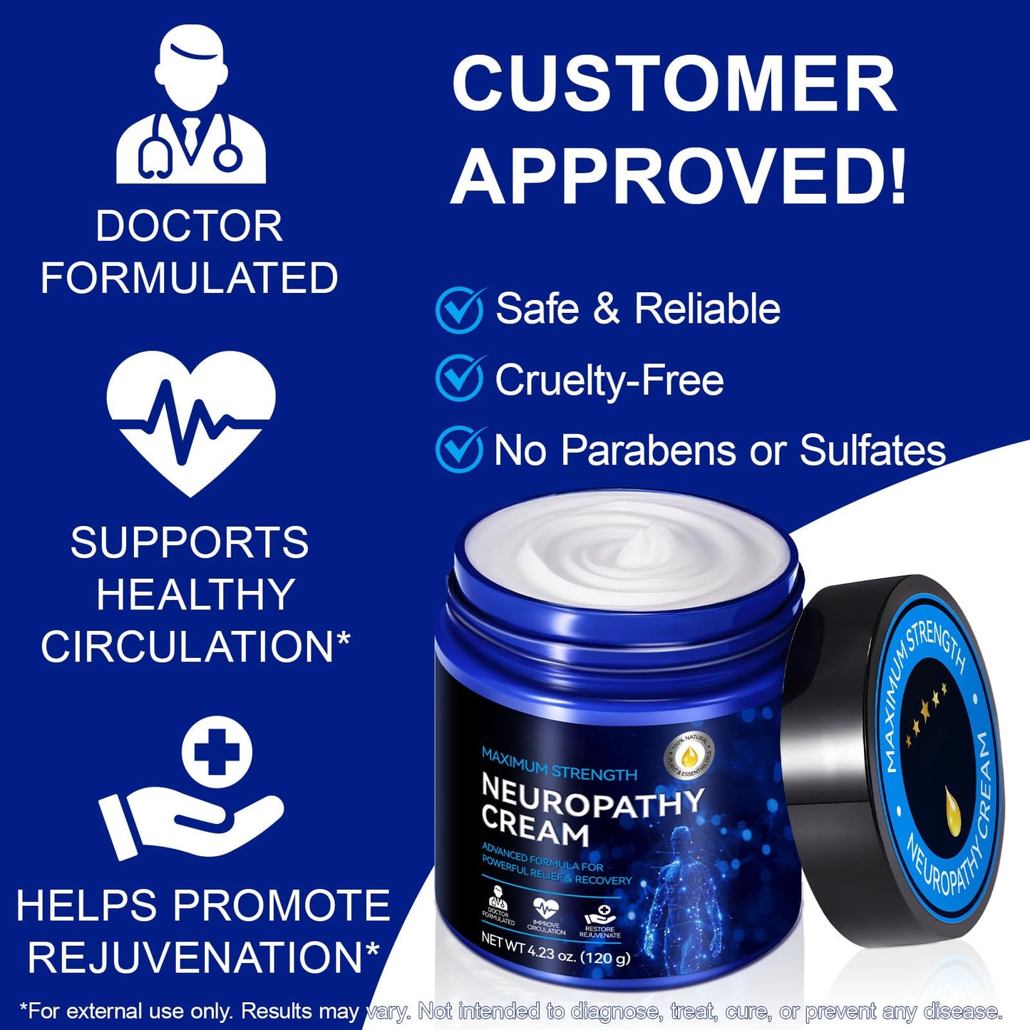 Neuropathy Cream for Feet, Legs & Hands – Lightweight, Plant-Based Formula with Cooling Comfort, 4 oz - dailyvitalstore