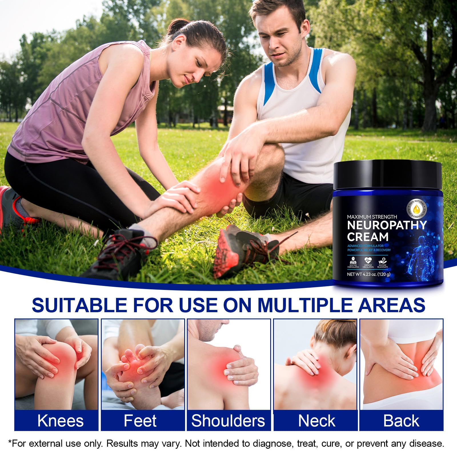 Neuropathy Cream for Feet, Legs & Hands – Lightweight, Plant-Based Formula with Cooling Comfort, 4 oz - dailyvitalstore
