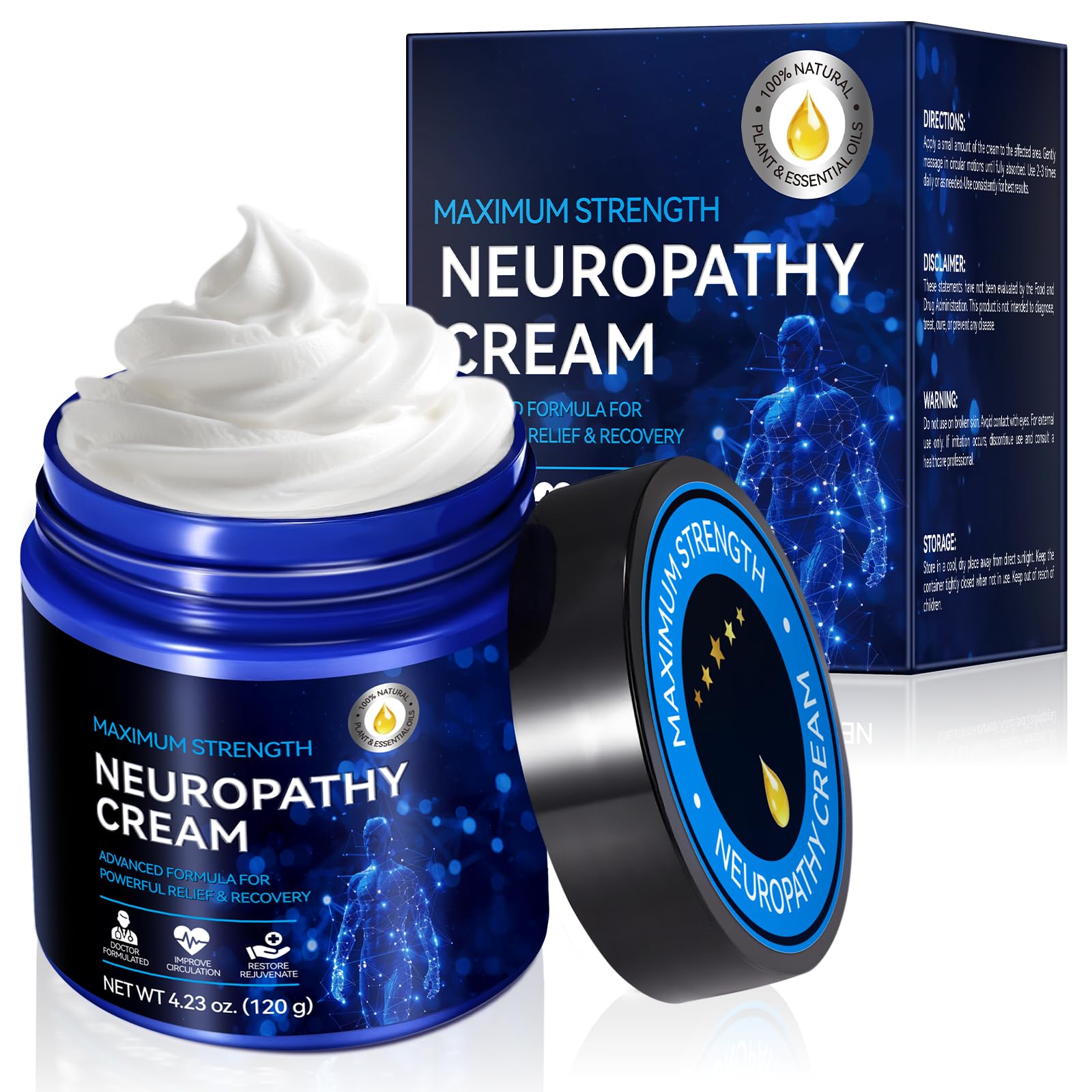 Neuropathy Cream for Feet, Legs & Hands – Lightweight, Plant-Based Formula with Cooling Comfort, 4 oz - dailyvitalstore