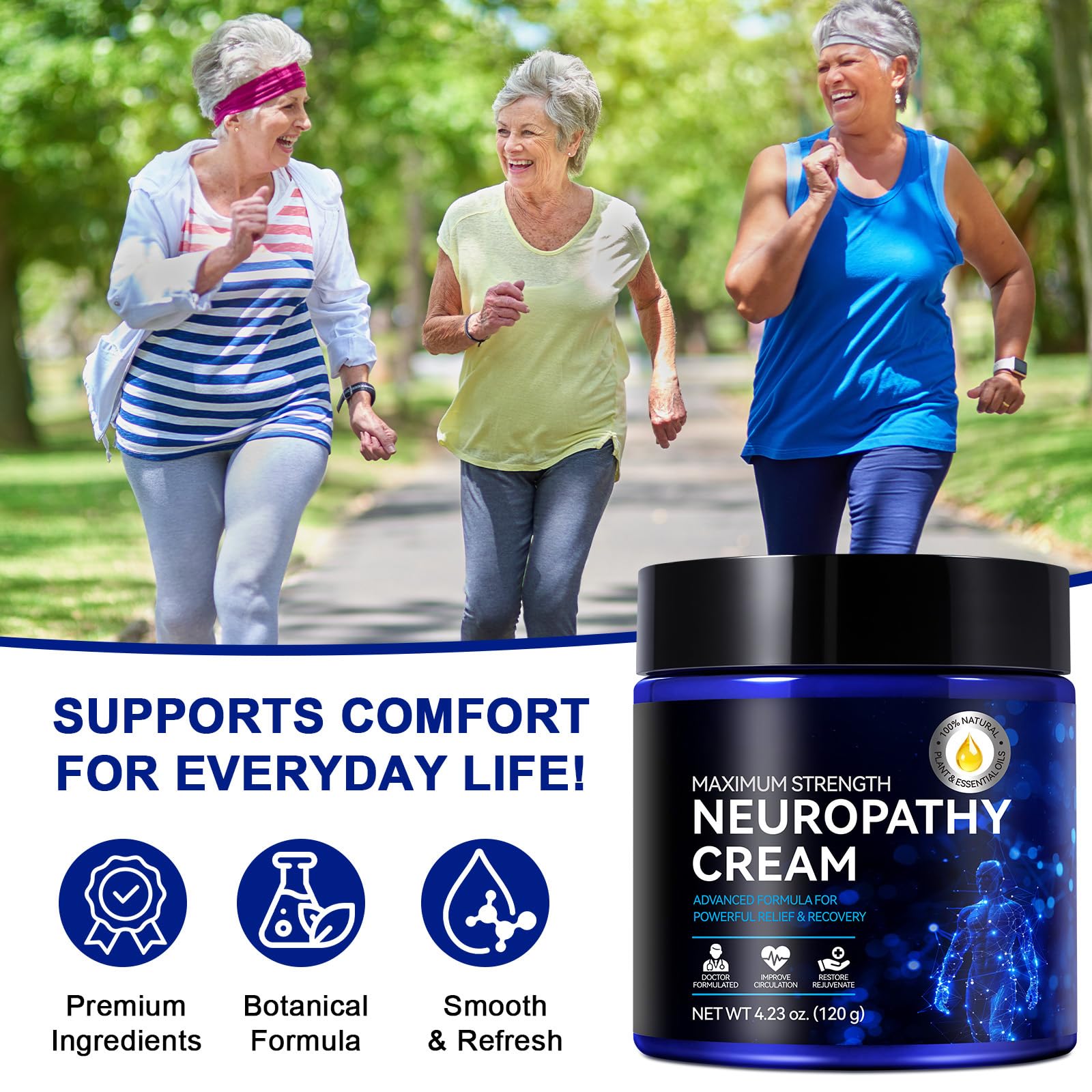 Neuropathy Cream for Feet, Legs & Hands – Lightweight, Plant-Based Formula with Cooling Comfort, 4 oz - dailyvitalstore