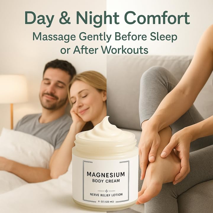 Neuropathy Cream | Nerve Relief Lotion for Feet, Legs & Hands | Magnesium Chloride with Aloe Vera Extract | Non-Greasy Formula for Day & Night Use | Thoughtful Gift for Mama, Dad, Men & Women (1) - dailyvitalstore