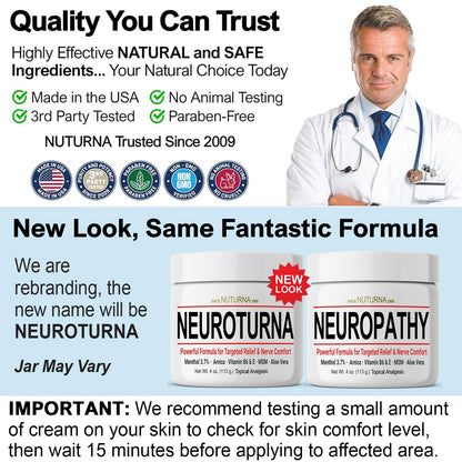 Neuropathy Nerve Cream - Fast Acting for Feet Hands Legs Toes - Ultra Strength Menthol, Arnica, Aloe Vera, MSM, Natural Soothing Nerve Comfort - Extra Large 8 oz - dailyvitalstore
