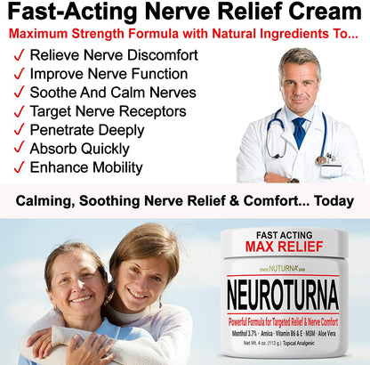 Neuropathy Nerve Cream - Fast Acting for Feet Hands Legs Toes - Ultra Strength Menthol, Arnica, Aloe Vera, MSM, Natural Soothing Nerve Comfort - Extra Large 8 oz - dailyvitalstore