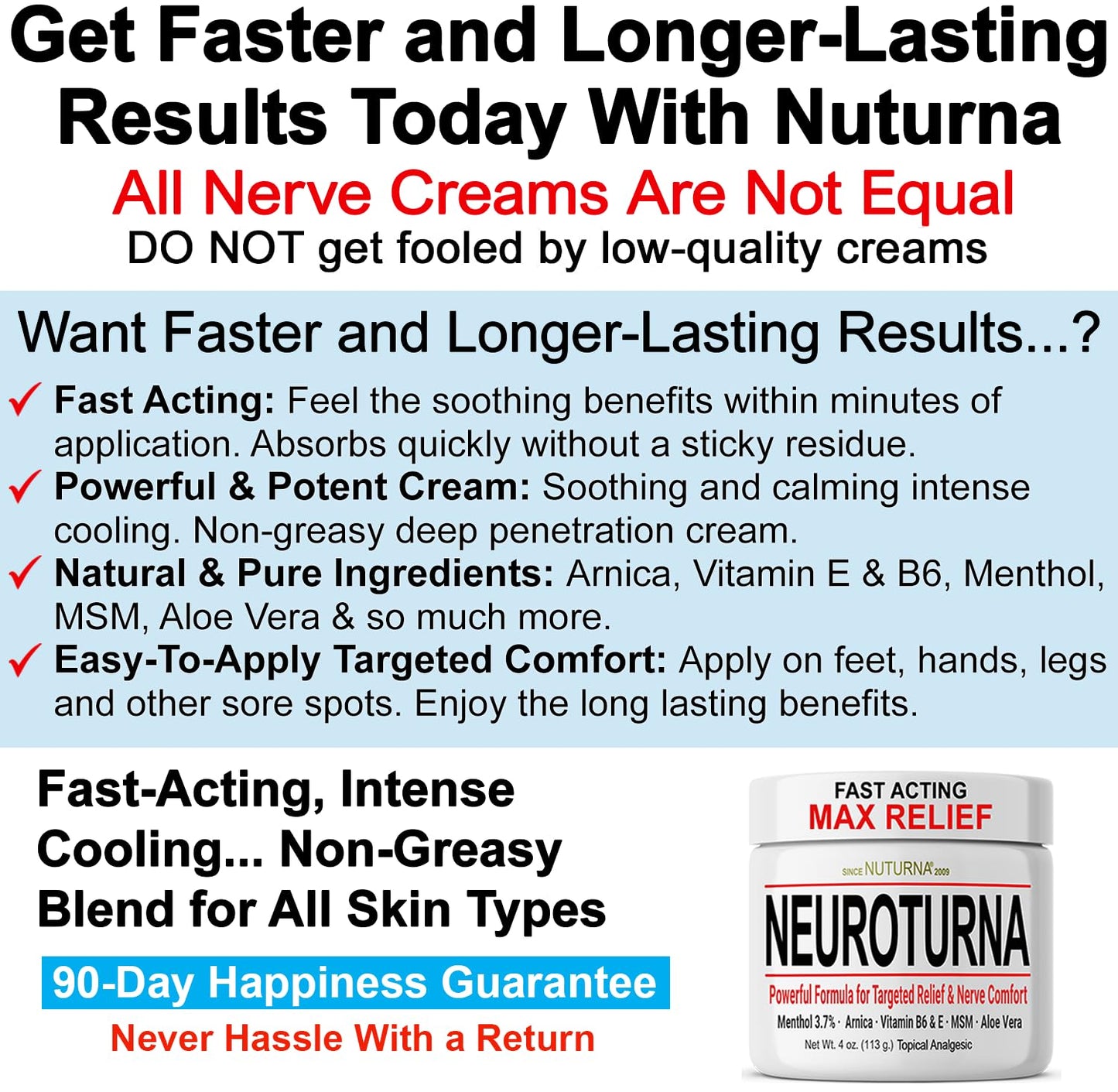 Neuropathy Nerve Cream - Fast Acting for Feet Hands Legs Toes - Ultra Strength Menthol, Arnica, Aloe Vera, MSM, Natural Soothing Nerve Comfort - Extra Large 8 oz - dailyvitalstore