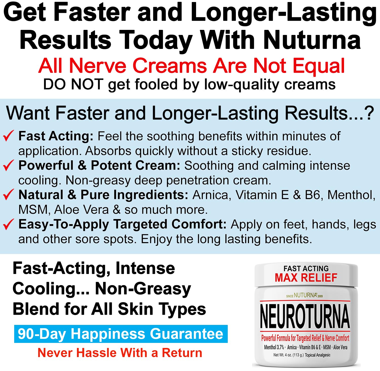 Neuropathy Nerve Cream - Fast Acting for Feet Hands Legs Toes - Ultra Strength Menthol, Arnica, Aloe Vera, MSM, Natural Soothing Nerve Comfort - Extra Large 8 oz - dailyvitalstore