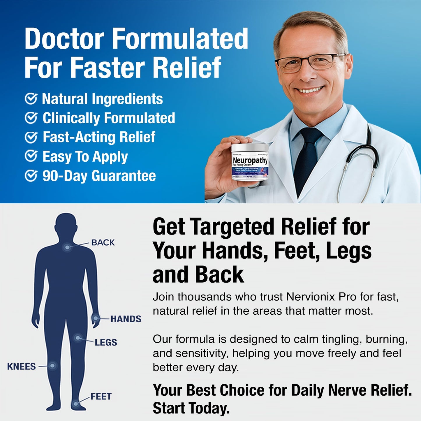 Neuropathy Nerve Relief Cream – Extra Large 8 oz – Maximum Strength for Feet Hands Legs Toes Back – Natural Ingredients Arnica Aloe Vera MSM Vitamins - dailyvitalstore
