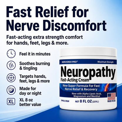 Neuropathy Nerve Relief Cream – Extra Large 8 oz – Maximum Strength for Feet Hands Legs Toes Back – Natural Ingredients Arnica Aloe Vera MSM Vitamins - dailyvitalstore