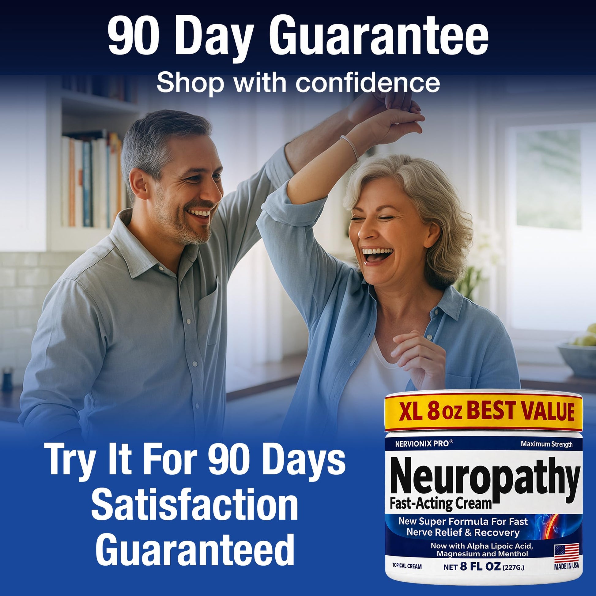 Neuropathy Nerve Relief Cream – Extra Large 8 oz – Maximum Strength for Feet Hands Legs Toes Back – Natural Ingredients Arnica Aloe Vera MSM Vitamins - dailyvitalstore