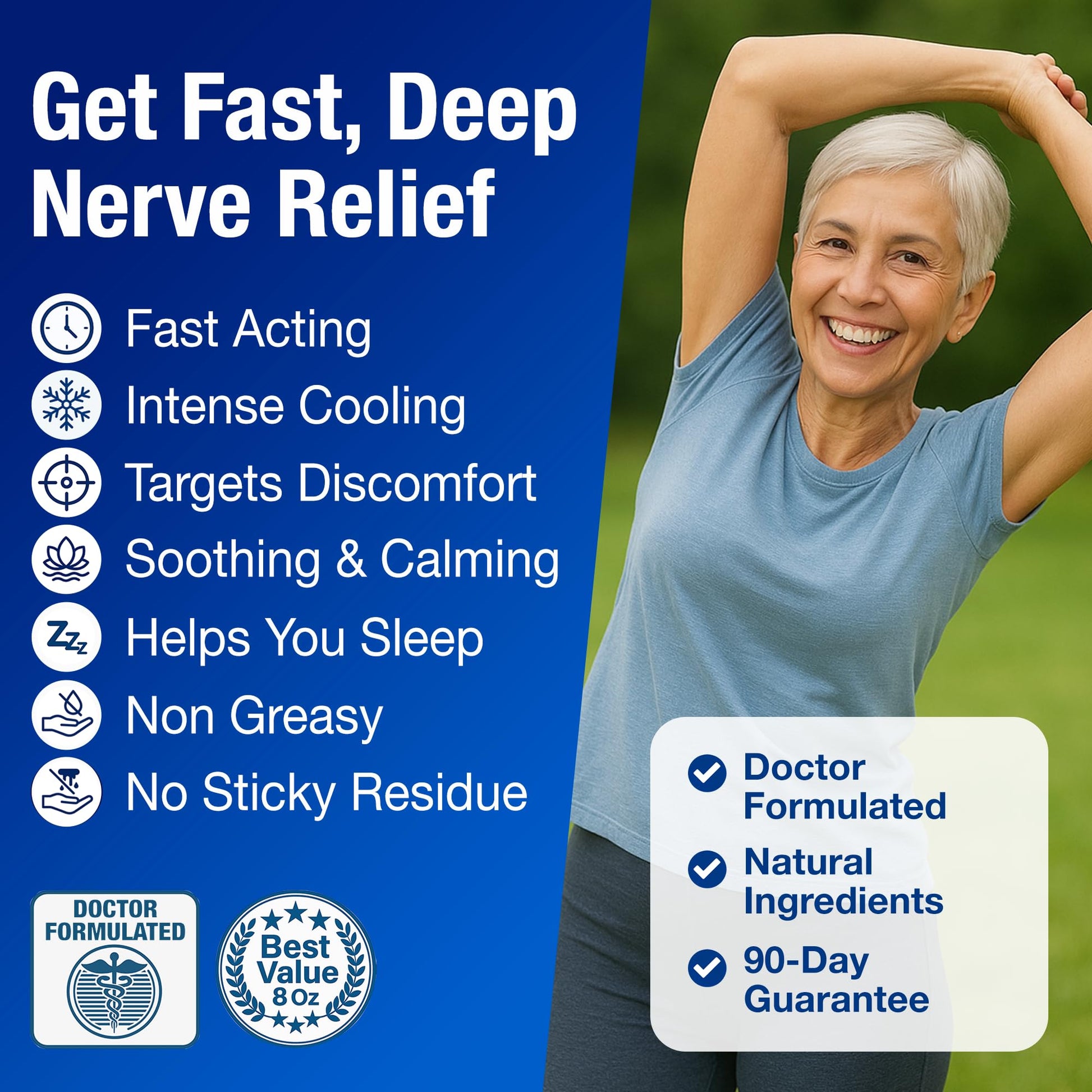 Neuropathy Nerve Relief Cream – Extra Large 8 oz – Maximum Strength for Feet Hands Legs Toes Back – Natural Ingredients Arnica Aloe Vera MSM Vitamins - dailyvitalstore