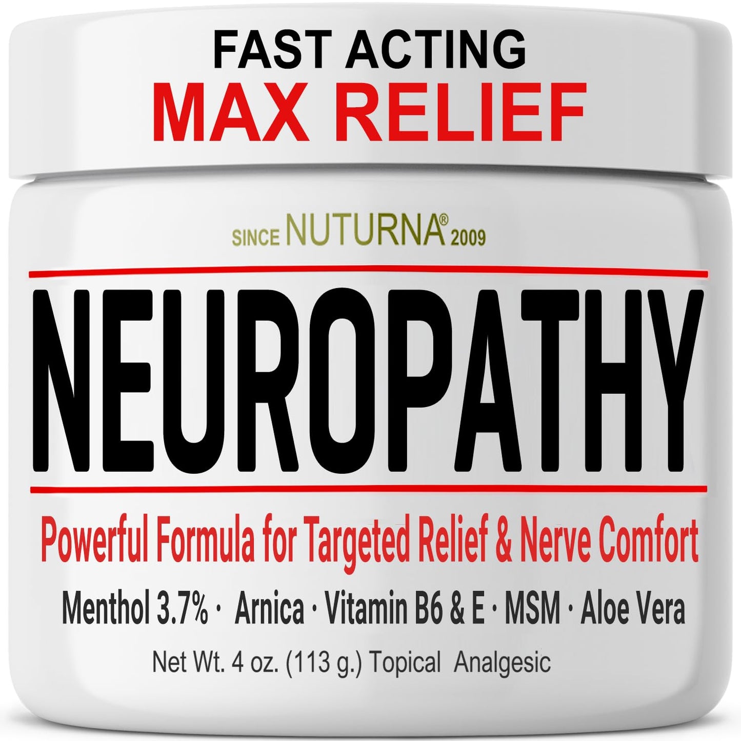 Neuropathy Nerve Relief Cream - Fast Acting Max Relief for Feet Hands Legs Toes Back - Ultra Strength Menthol Arnica Aloe Vera MSM, Soothing Natural Nerve Comfort Relief, 2 Oz - dailyvitalstore
