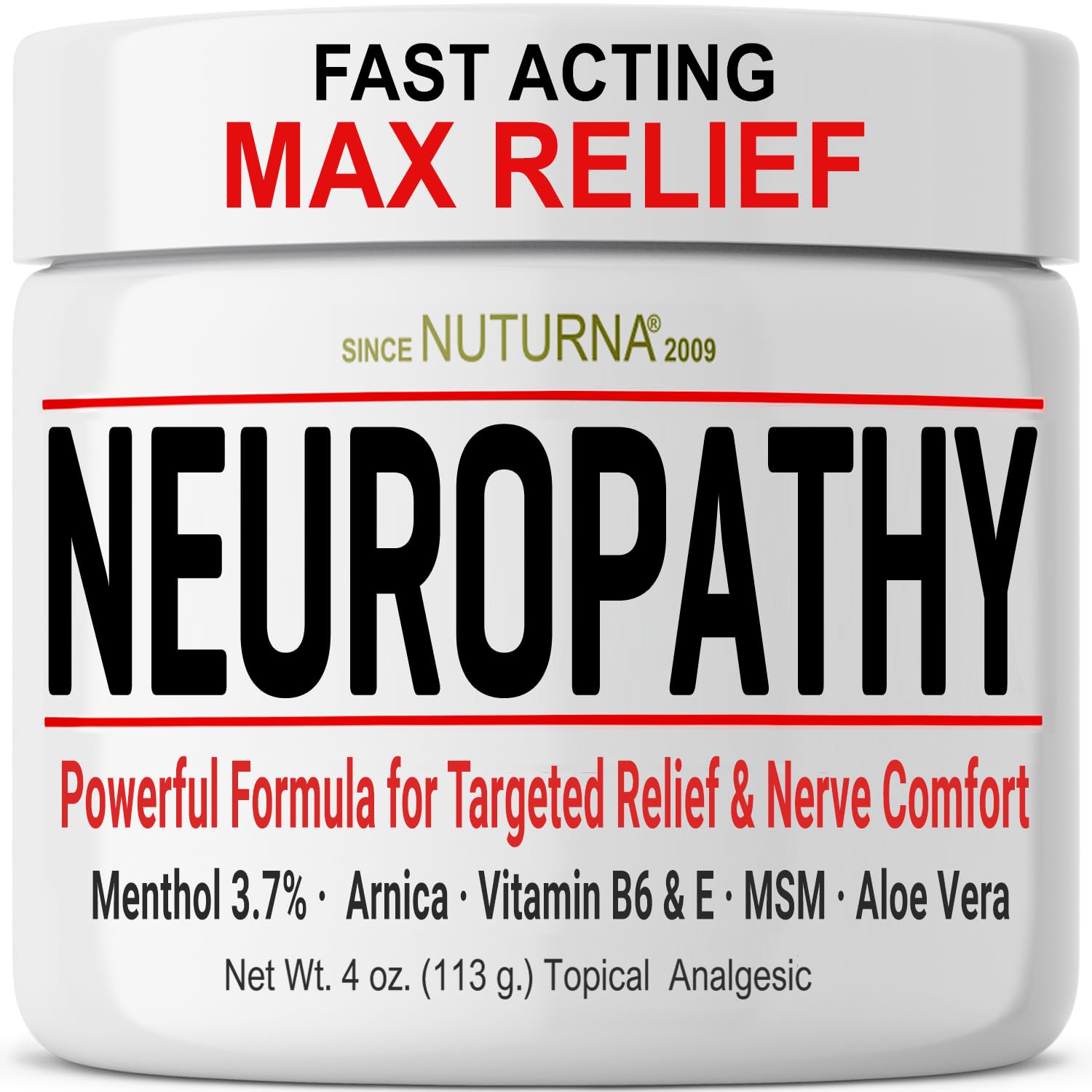 Neuropathy Nerve Relief Cream - Fast Acting Max Relief for Feet Hands Legs Toes Back - Ultra Strength Menthol Arnica Aloe Vera MSM, Soothing Natural Nerve Comfort Relief, 2 Oz - dailyvitalstore