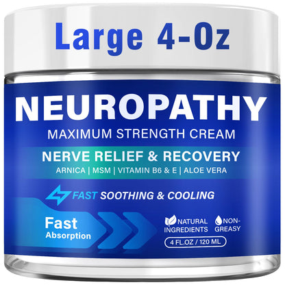 Neuropathy Nerve Relief Cream, Large 4 Oz, Nerve Savior for Neuropathy-Maximum Strength for Feet, Hands, Legs ＆ Toes, Neuropathy Cream with Arnica, Vitamin B6, Aloe Vera ＆ MSM, 120 ml - dailyvitalstore