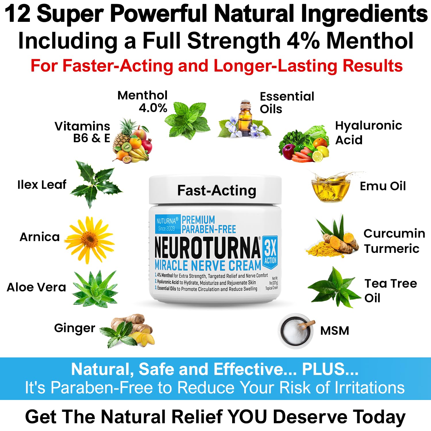 Neuropathy Nerve Relief Cream - Premium Nerve Cream 3X Action for Targeted Relief and Soothing Nerve Comfort - Maximum Strength with 4% Menthol Arnica MSM for Feet Hands Legs Toes & Back - Large 4 Oz - dailyvitalstore