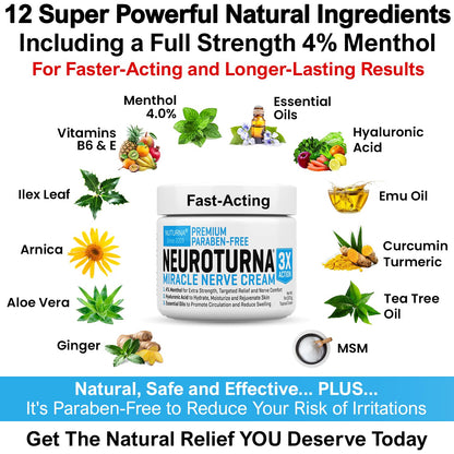 Neuropathy Nerve Relief Cream - Premium Nerve Cream 3X Action for Targeted Relief and Soothing Nerve Comfort - Maximum Strength with 4% Menthol Arnica MSM for Feet Hands Legs Toes & Back - Large 4 Oz - dailyvitalstore