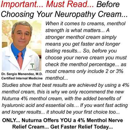 Neuropathy Nerve Relief Cream - Premium Nerve Cream 3X Action for Targeted Relief and Soothing Nerve Comfort - Maximum Strength with 4% Menthol Arnica MSM for Feet Hands Legs Toes & Back - Large 4 Oz - dailyvitalstore