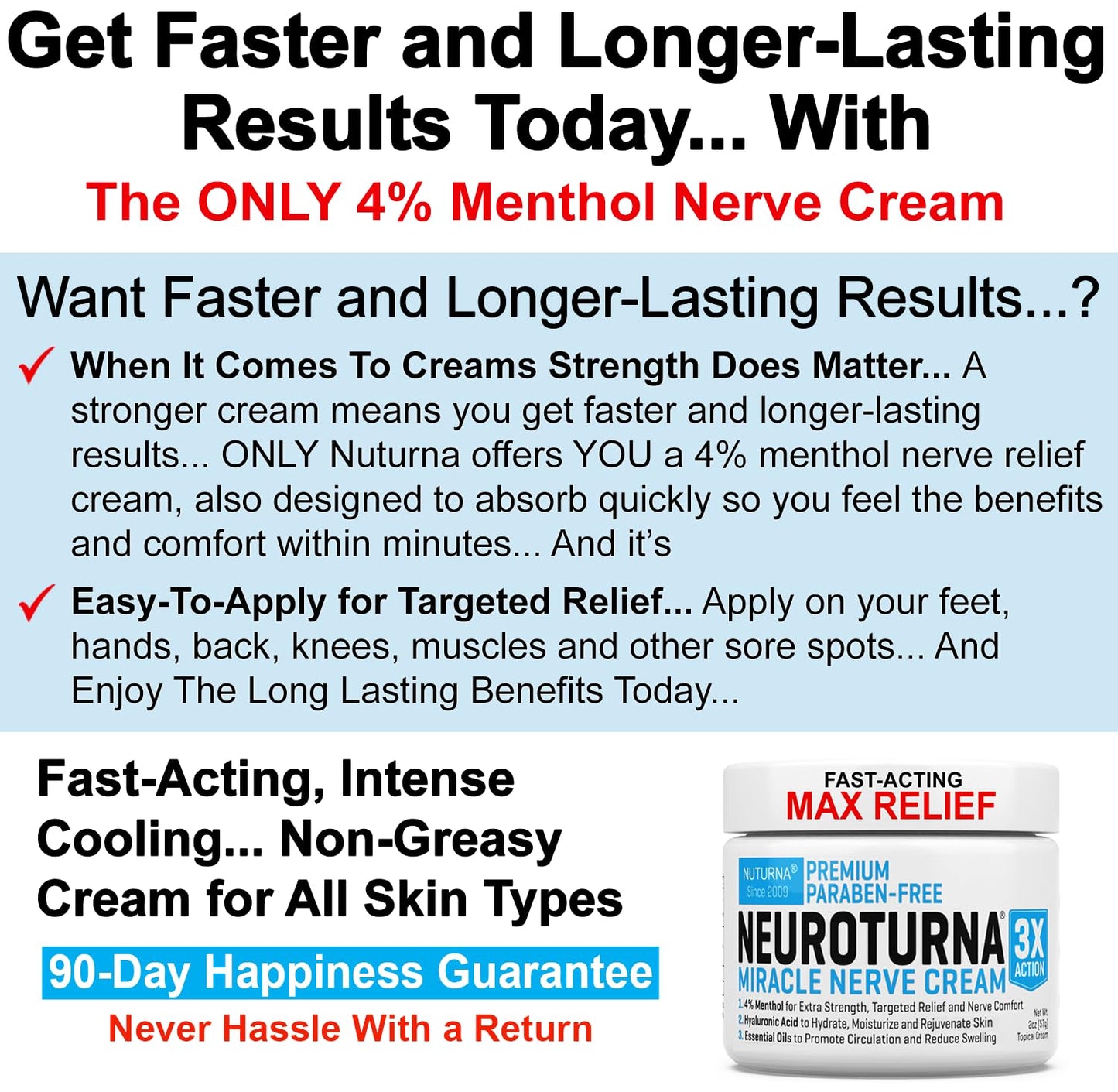 Neuropathy Nerve Relief Cream - Premium Nerve Cream 3X Action for Targeted Relief and Soothing Nerve Comfort - Maximum Strength with 4% Menthol, MSM for Feet Hands Legs Toes & Back - Extra Large 6 Oz - dailyvitalstore