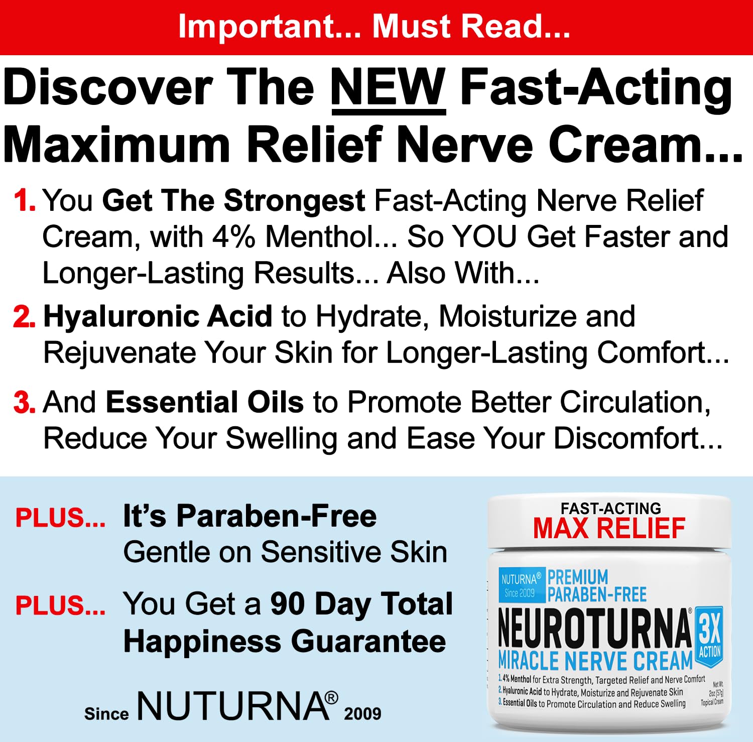 Neuropathy Nerve Relief Cream - Premium Nerve Cream 3X Action for Targeted Relief and Soothing Nerve Comfort - Maximum Strength with 4% Menthol, MSM for Feet Hands Legs Toes & Back - Extra Large 6 Oz - dailyvitalstore