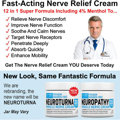 Neuropathy Nerve Relief Cream - Premium Nerve Cream 3X Action for Targeted Relief and Soothing Nerve Comfort - Maximum Strength with 4% Menthol, MSM for Feet Hands Legs Toes & Back - Extra Large 6 Oz - dailyvitalstore