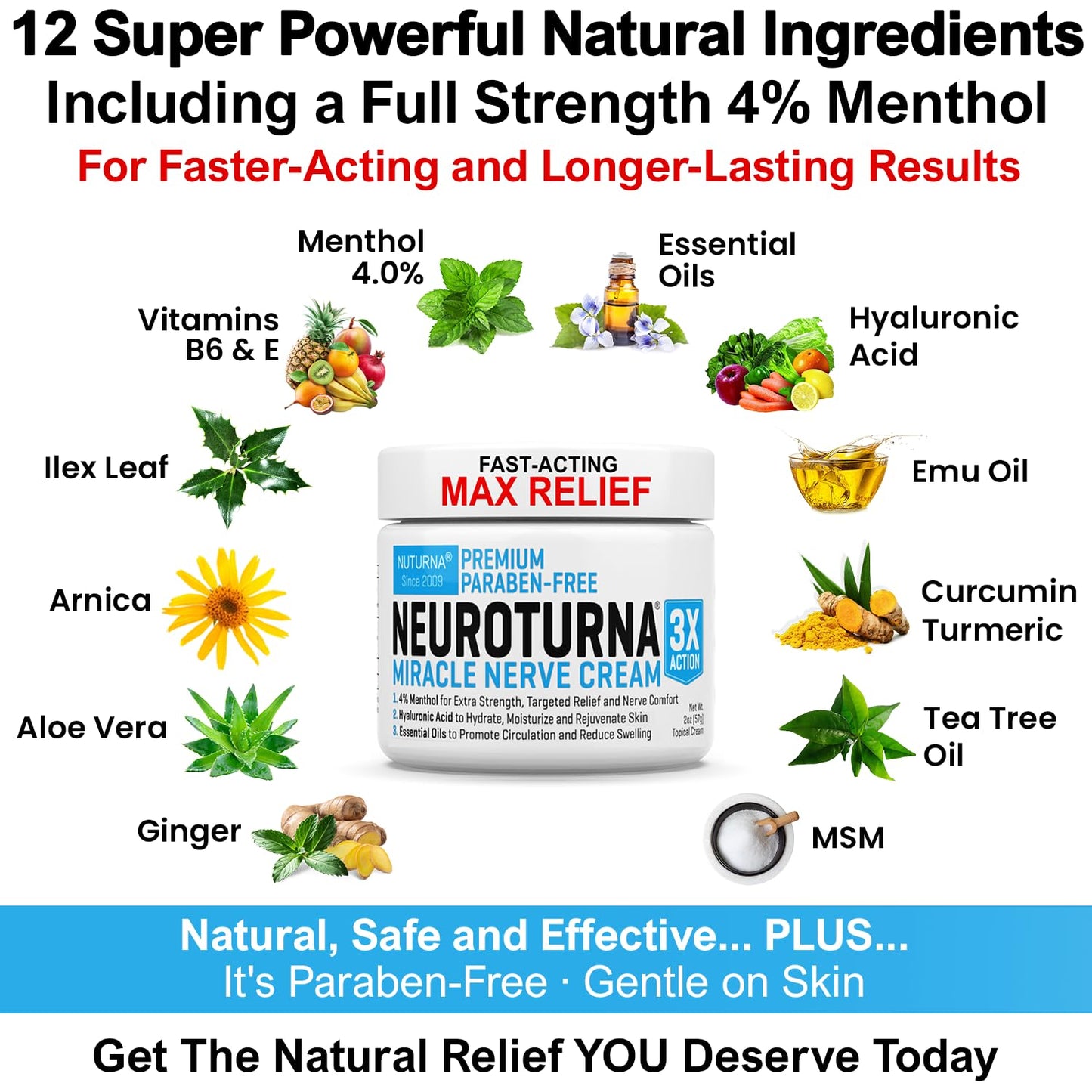 Neuropathy Nerve Relief Cream - Premium Nerve Cream 3X Action for Targeted Relief and Soothing Nerve Comfort - Maximum Strength with 4% Menthol, MSM for Feet Hands Legs Toes & Back - Extra Large 6 Oz - dailyvitalstore