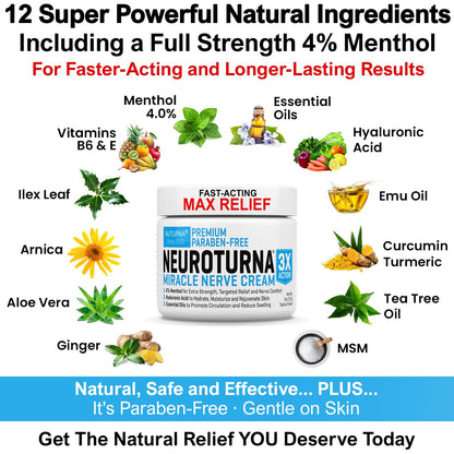 Neuropathy Nerve Relief Cream - Premium Nerve Cream 3X Action for Targeted Relief and Soothing Nerve Comfort - Maximum Strength with 4% Menthol, MSM for Feet Hands Legs Toes & Back - Extra Large 6 Oz - dailyvitalstore