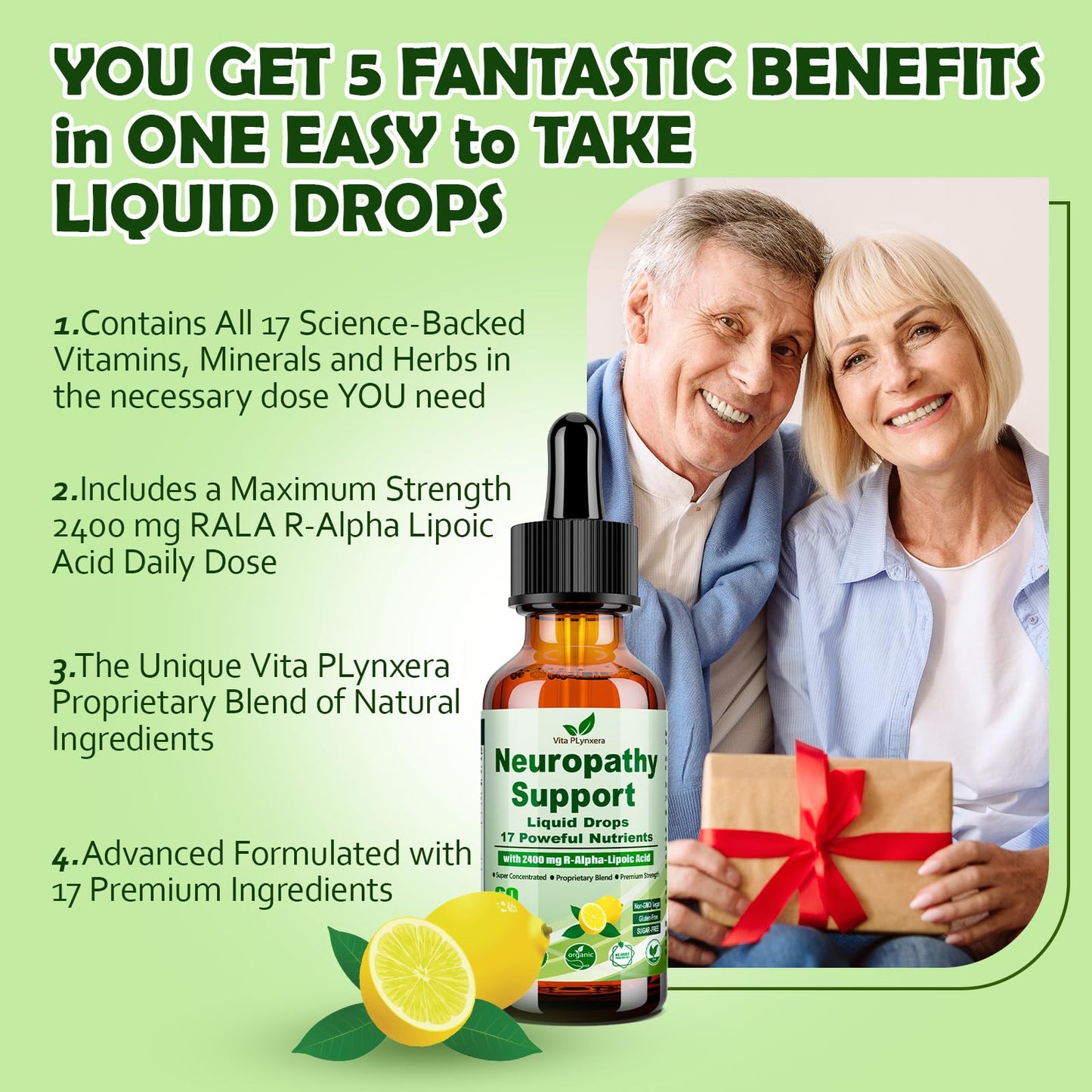 Neuropathy Supplements Liquid Drops, Advance 17-in-1 Stabilized R-Alpha Lipoic Acid (R-ALA) w. Acetyl L-Carnitine Vitamin B-Complex Magnesium, High Potency R-Lipoic Acid for Nerve Antioxidant Energy - dailyvitalstore