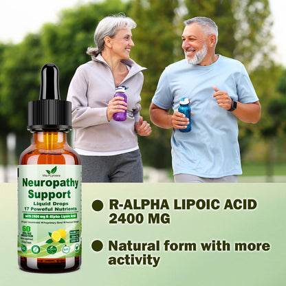 Neuropathy Supplements Liquid Drops, Advance 17-in-1 Stabilized R-Alpha Lipoic Acid (R-ALA) w. Acetyl L-Carnitine Vitamin B-Complex Magnesium, High Potency R-Lipoic Acid for Nerve Antioxidant Energy - dailyvitalstore