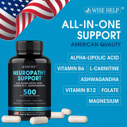 Neuropathy Support Natural Nerve Discomfort Relief - Made in USA - Nerve Antioxidant for Trigeminal Neuralgia, Diabetic & Peripheral Neuropathy - Hands, Neck, Feet & Toes Treatment Formula - Pack of 2 - dailyvitalstore