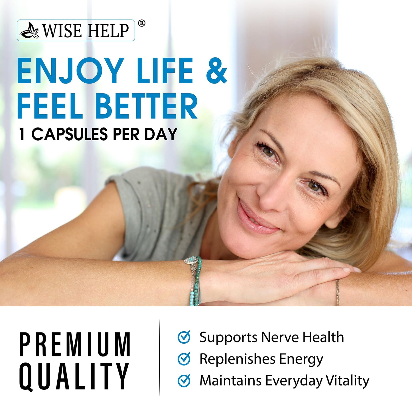 Neuropathy Support Natural Nerve Discomfort Relief - Made in USA - Nerve Antioxidant for Trigeminal Neuralgia, Diabetic & Peripheral Neuropathy - Hands, Neck, Feet & Toes Treatment Formula - 60 Caps - dailyvitalstore
