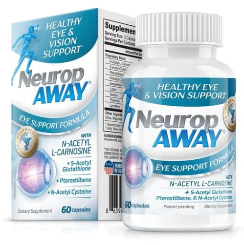 NeuropAWAY Eye Support Supplement 60CT with Lutein N-Acetyl L-Carnosine S-Acetyl Glutathione N-Acetyl Cystiene Pterostilbene Lycopene Zeaxanthin to Support Healthy Vision, Helps Blurry and Dry Eyes - dailyvitalstore
