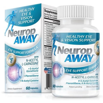 NeuropAWAY Eye Support Supplement 60CT with Lutein N-Acetyl L-Carnosine S-Acetyl Glutathione N-Acetyl Cystiene Pterostilbene Lycopene Zeaxanthin to Support Healthy Vision, Helps Blurry and Dry Eyes - dailyvitalstore