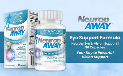 NeuropAWAY Eye Support Supplement 60CT with Lutein N-Acetyl L-Carnosine S-Acetyl Glutathione N-Acetyl Cystiene Pterostilbene Lycopene Zeaxanthin to Support Healthy Vision, Helps Blurry and Dry Eyes - dailyvitalstore