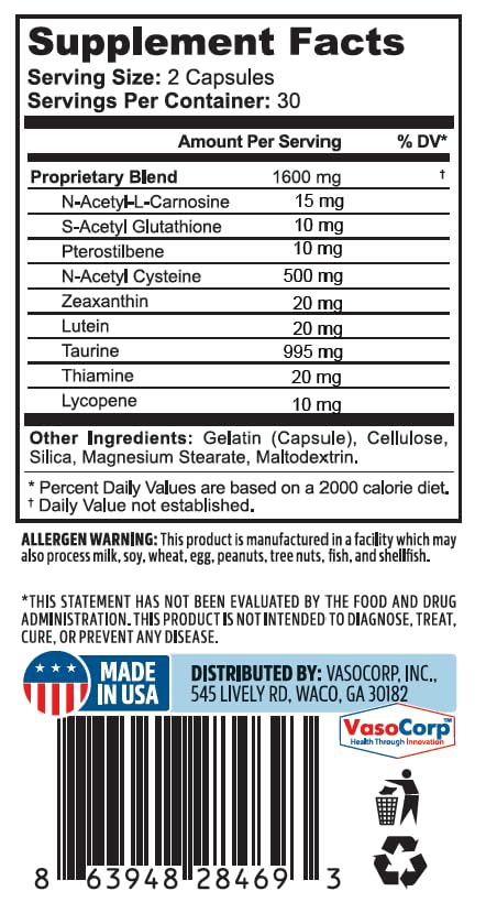 NeuropAWAY Eye Support Supplement 60CT with Lutein N-Acetyl L-Carnosine S-Acetyl Glutathione N-Acetyl Cystiene Pterostilbene Lycopene Zeaxanthin to Support Healthy Vision, Helps Blurry and Dry Eyes - dailyvitalstore