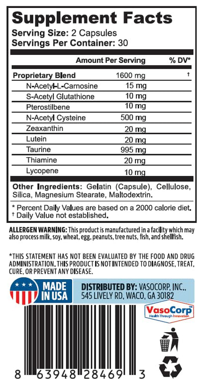 NeuropAWAY Eye Support Supplement 60CT with Lutein N-Acetyl L-Carnosine S-Acetyl Glutathione N-Acetyl Cystiene Pterostilbene Lycopene Zeaxanthin to Support Healthy Vision, Helps Blurry and Dry Eyes - dailyvitalstore