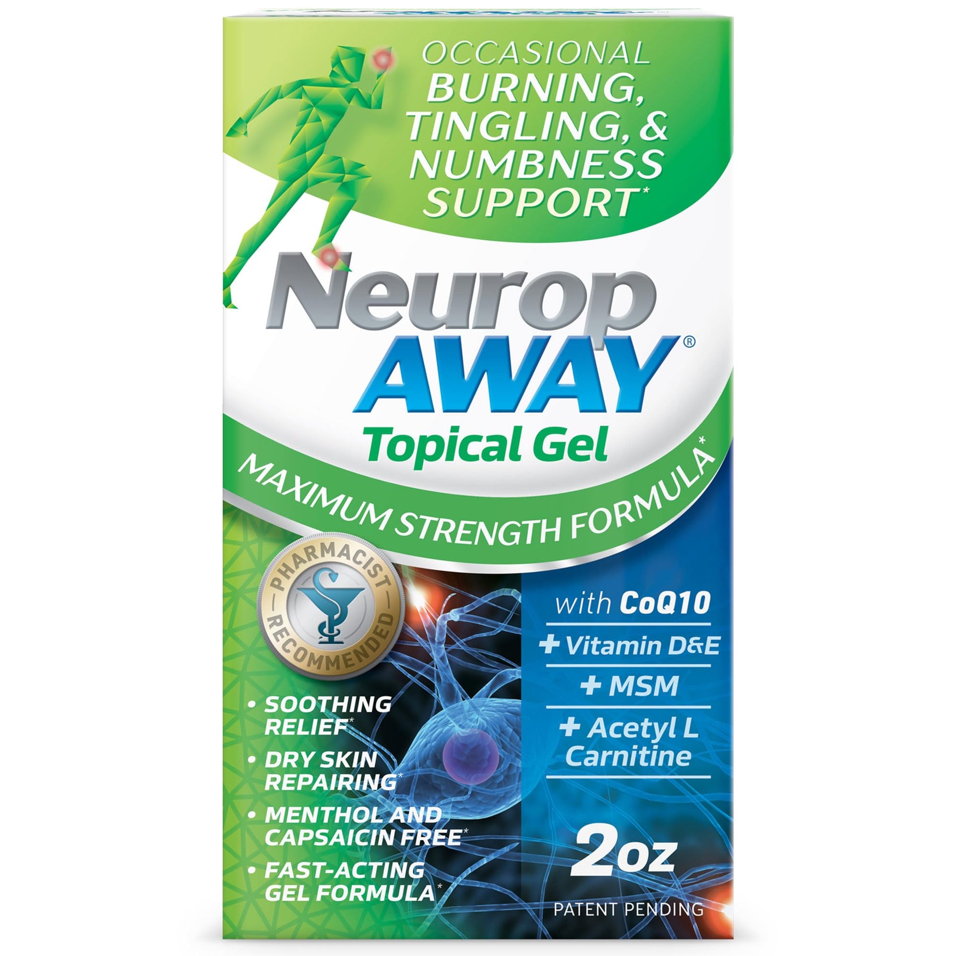 NeuropAWAY® Maximum Strength Gel, for Nerve discomfort, Burning, Tingling, and Numbness 2oz - dailyvitalstore
