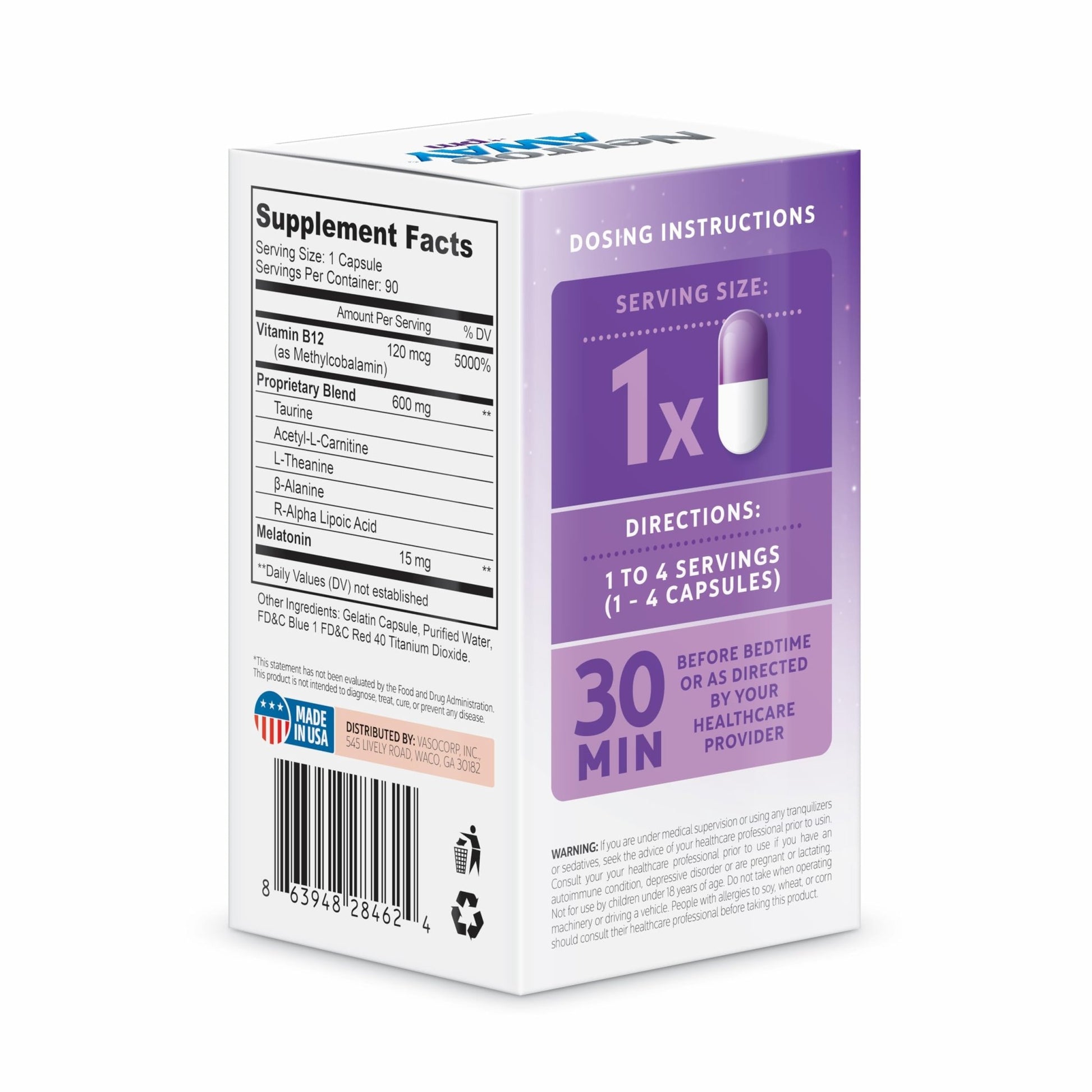 NeuropAWAY Nerve Support PM, with R-Alpha Lipoic Acid to Help Provide Nerve Relief in as Little as 5 Days, Acetyl-L-Carnitine, Theanine, Melatonin, and Methylcobalamin, 90 Capsules - dailyvitalstore