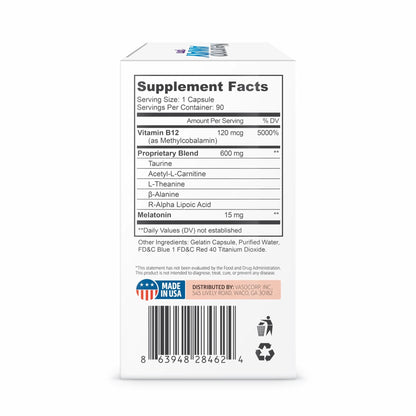 NeuropAWAY Nerve Support PM, with R-Alpha Lipoic Acid to Help Provide Nerve Relief in as Little as 5 Days, Acetyl-L-Carnitine, Theanine, Melatonin, and Methylcobalamin, 90 Capsules - dailyvitalstore