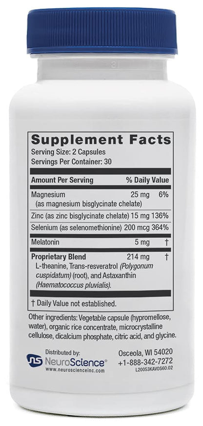 Neuroscience Kavinace OS - Sleep Aid Formula with Melatonin 5mg + L-Theanine - Nighttime Cellular Health Blend for Sleep Efficiency and Immune Support (60 Capsules) - dailyvitalstore