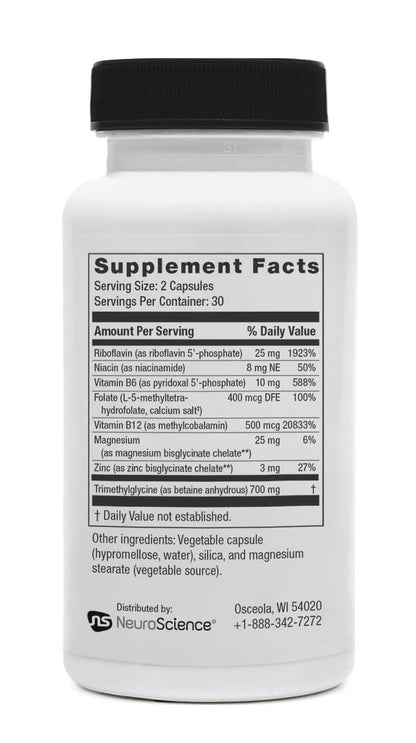 Neuroscience Methyl FMT - l Methylfolate Health Supplements with Folate, B-Vitamins, Magnesium and Zinc - Balances Mood, Energy, Stress Relief, and Adrenal Support (60 ct) - dailyvitalstore
