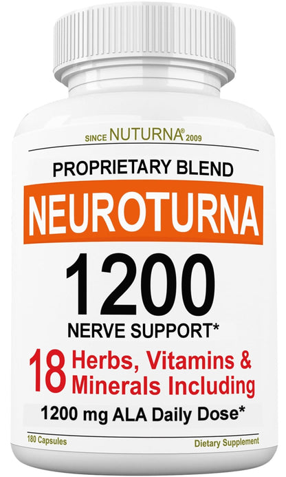Neuroturna Support Supplement with 1200 mg Pure Alpha Lipoic Acid - Maximum Strength Formula with ALA + Vitamins + Minerals + Herbs - Best Natural Support - 180 Capsules - dailyvitalstore