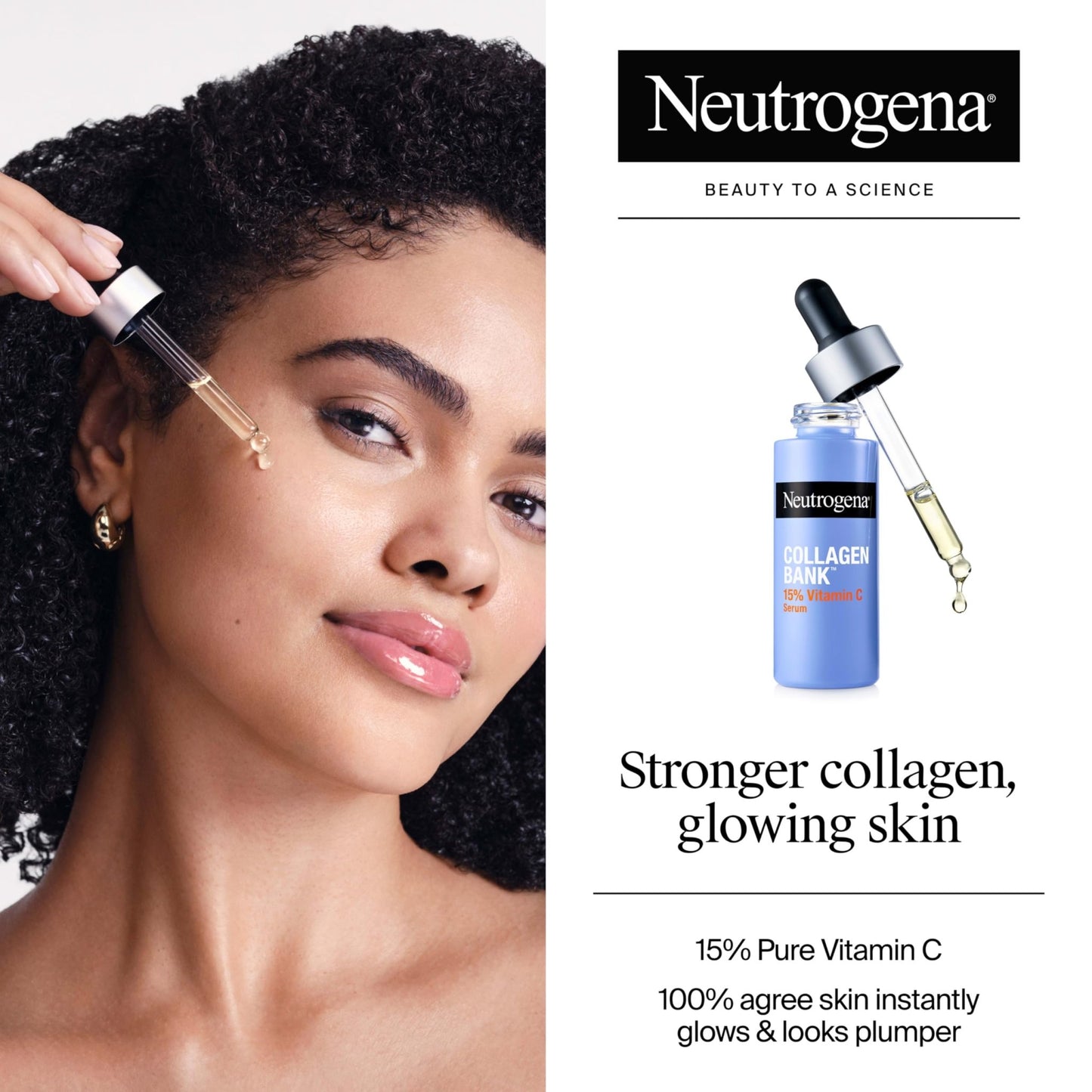 Neutrogena Collagen Bank 15% Vitamin C Face Serum, Vitamin C Serum for Face Helps Build Collagen for Glowing, Plumper Looking Skin, - dailyvitalstore